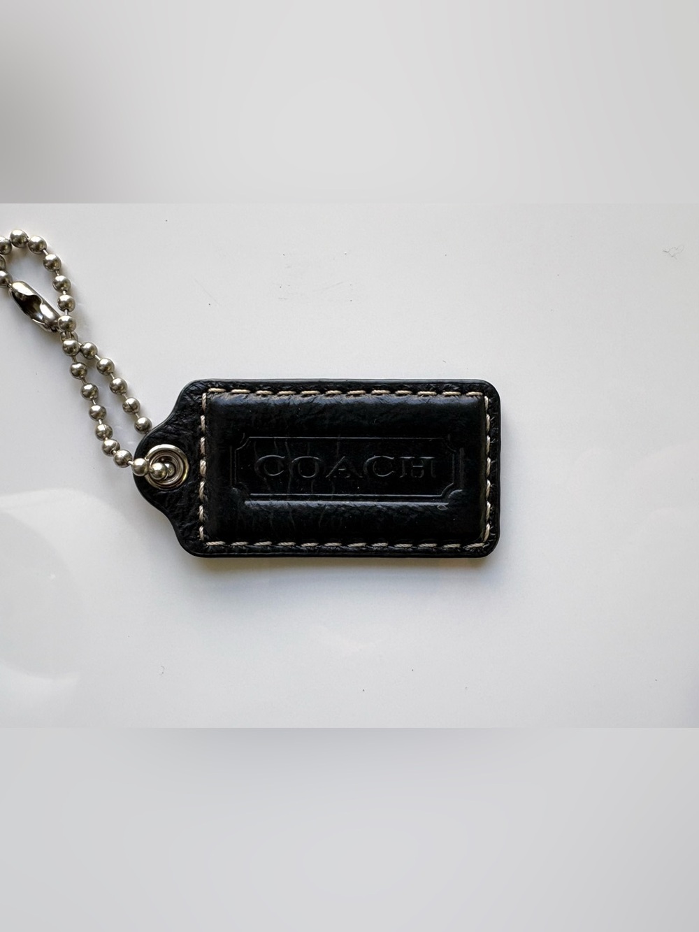 COACH 2.25” Large Black Patent Leather Hang Tag Hangtag Bag Charm Keychain Fob